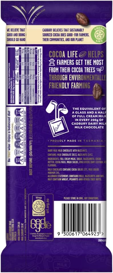 Cadbury Dairy Milk Hazelnut Chocolate Block 13 Pack, 13 x 180g - Image 3