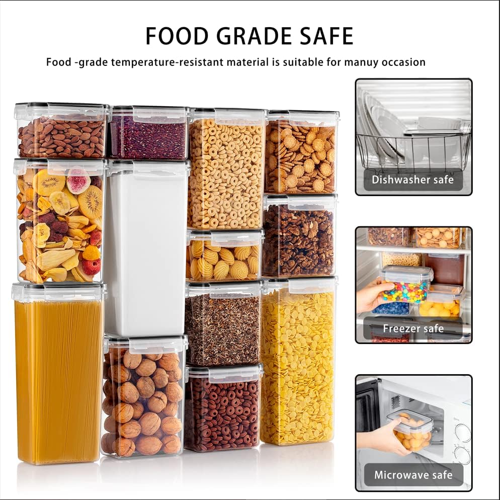42 Pack Airtight Food Storage Container Set - Pantry Storage Containers Organiser & Cereal Storage Containers for Kitchen Storage & Organisation with 100% Leak Proof Lids - Image 4