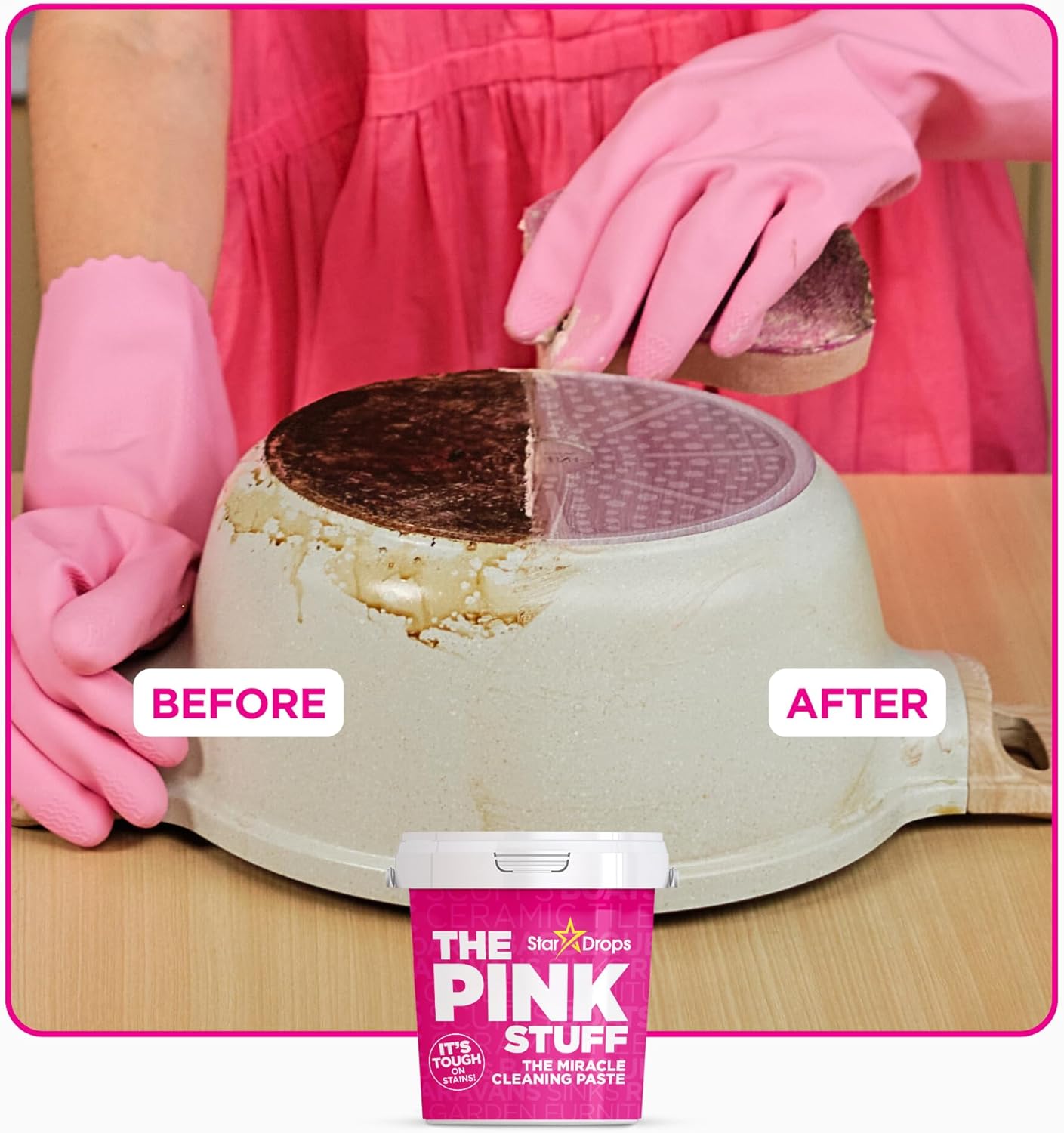 The Pink Stuff Miracle Cleaning Paste 850g - Vegan Multi Purpose Household Surface Cleaner - Non-Toxic - Image 5
